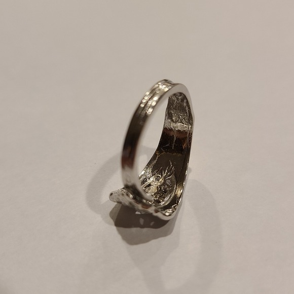 Vintage Sterling Silver 925 Spoon Ring Flower Floral Band Women Adjustable Size - Picture 6 of 6